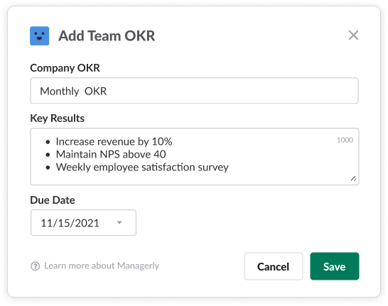 Add Team OKR in OKRs by Managerly